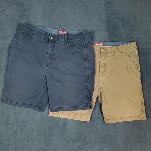 Coleman Other - Coleman Cargo Shorts Lot of 2 Mens 36 Khaki Gray Canvas Workwear Outdoor